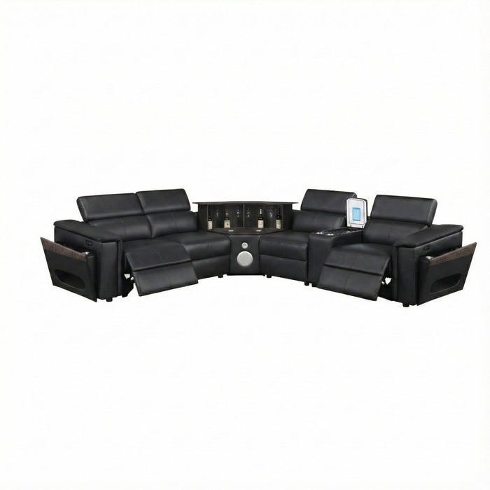 Nova - Sectional With Bluetooth Speaker, LED And Lifting Wine Cabinet