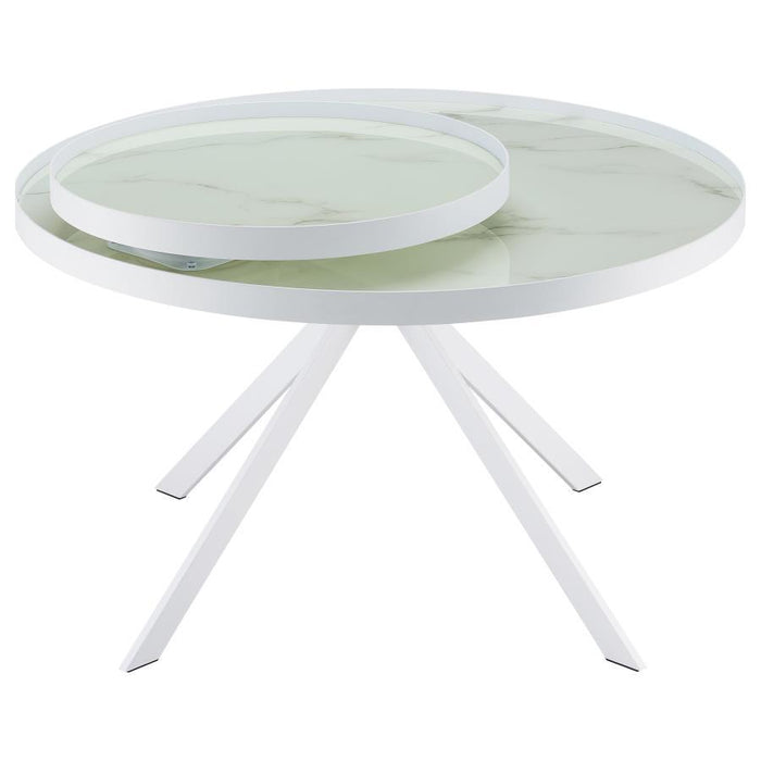 Briggs - Round Marble Printed Glass Top Coffee Table