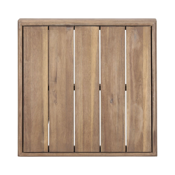 Outdoor Square Side Table With Acacia Wood Frame - Brown