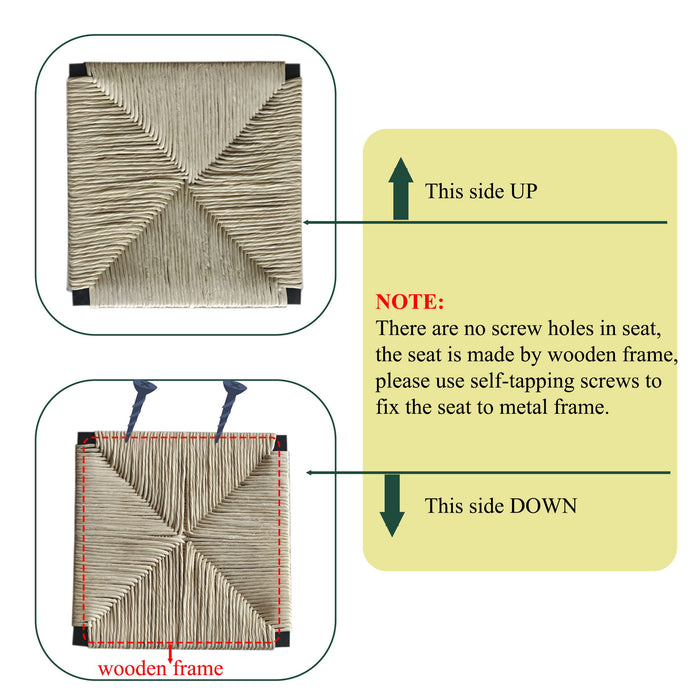 Bar Stools Paper Rope Weave Dining Chairs With Back Hand Weave Stools For Kichen Island, Bar & Counter (Set of 2)