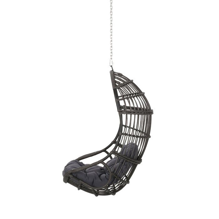 Rustic Hanging Basket Chair With Cushion
