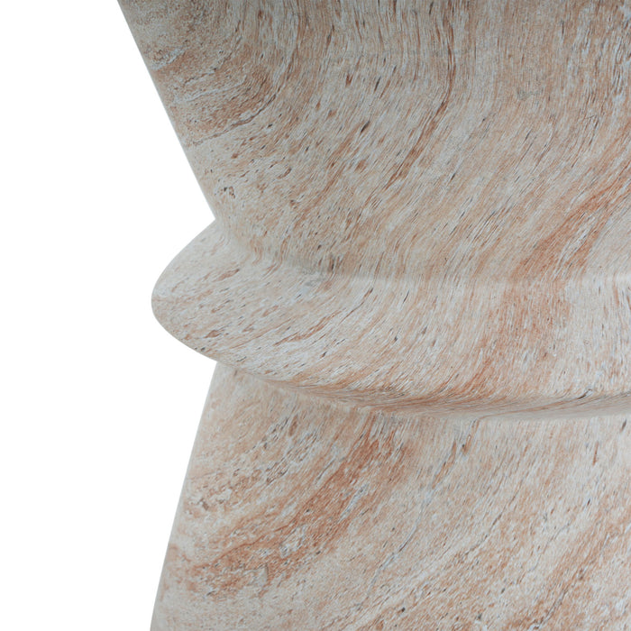 Outdoor / Indoor Lightweight Concrete Side Table With Travertine - Beige