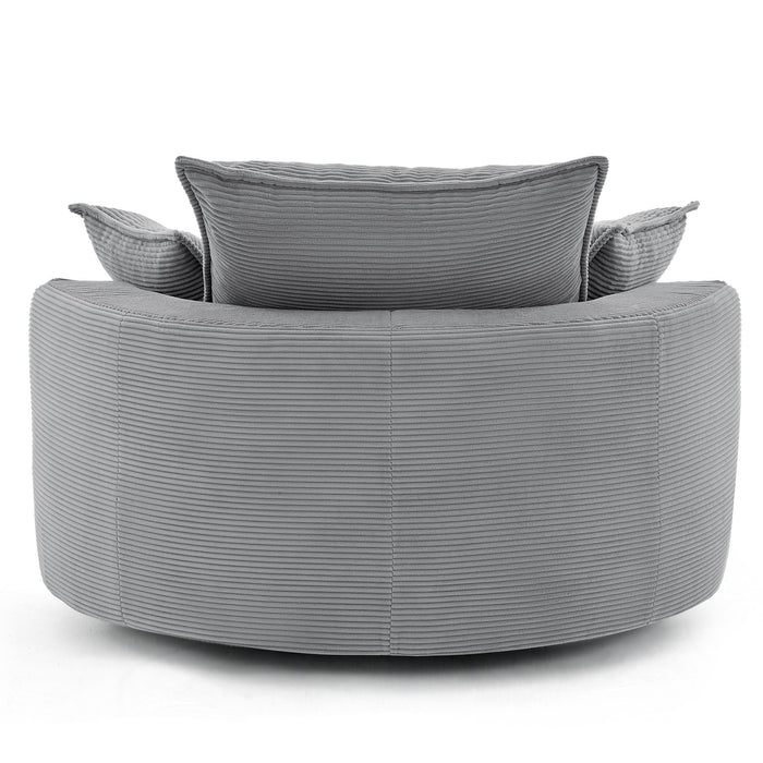 360° Swivel Accent Barrel Chair With Dual Layer Cushion And 3 Removable Pillows