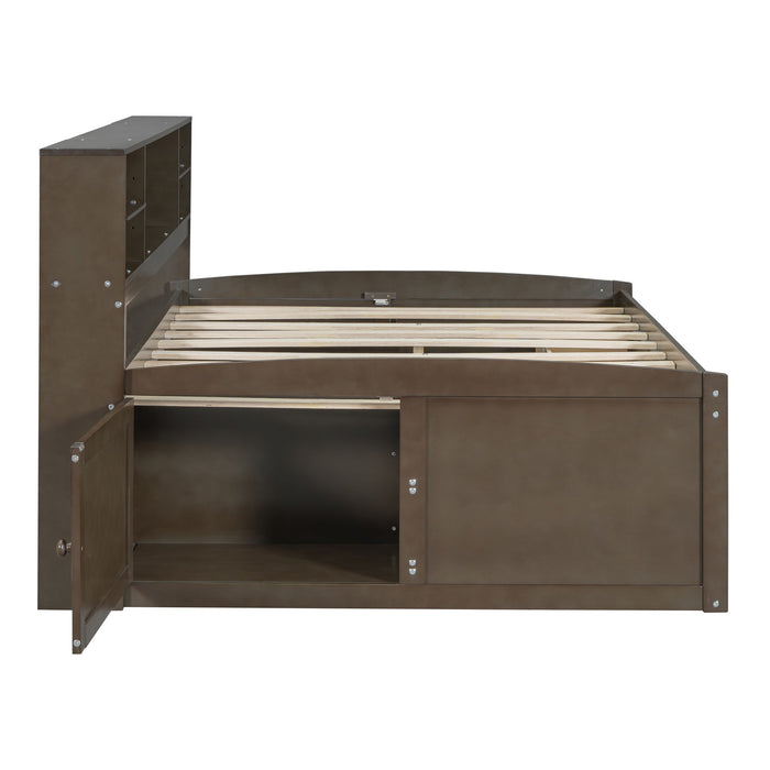 Daybed With 2 Bedside Cabinets, Upper Shelves And 4 Drawers