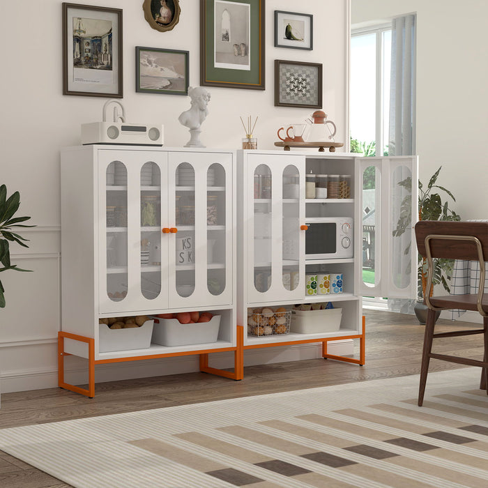 Modern Metal Shoe Cabinet With DoublebSided Mesh Doors And Adjustable Partitions