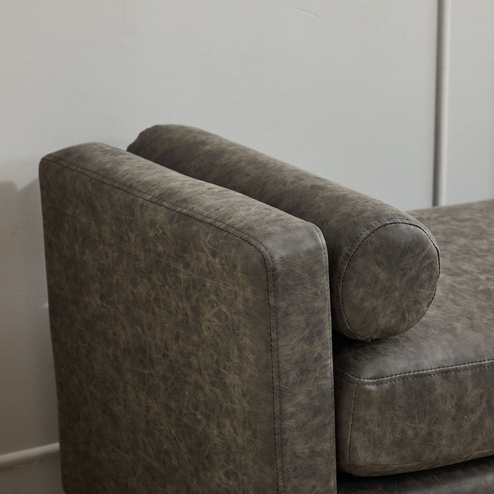 Elegant Upholstered Bench Daybed Ottoman With Bolster Pillows