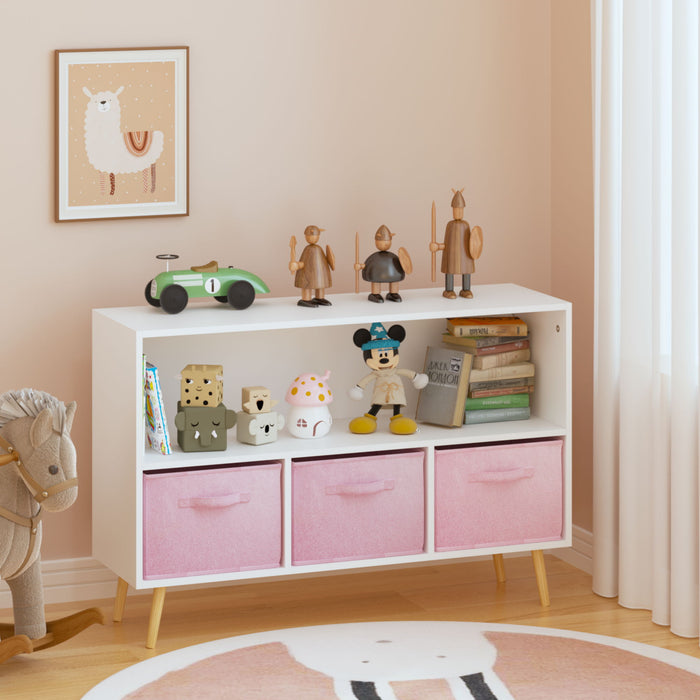 Bookcase With Collapsible Drawers, Book Display Organizer