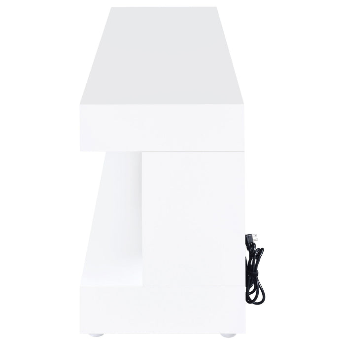 Mallory TV Stand Fireplace Console Bluetooth Speaker White High Gloss