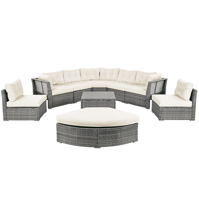 Patio Furniture Set Outdoor Daybed Rattan Sectional With Cushions And Center Table