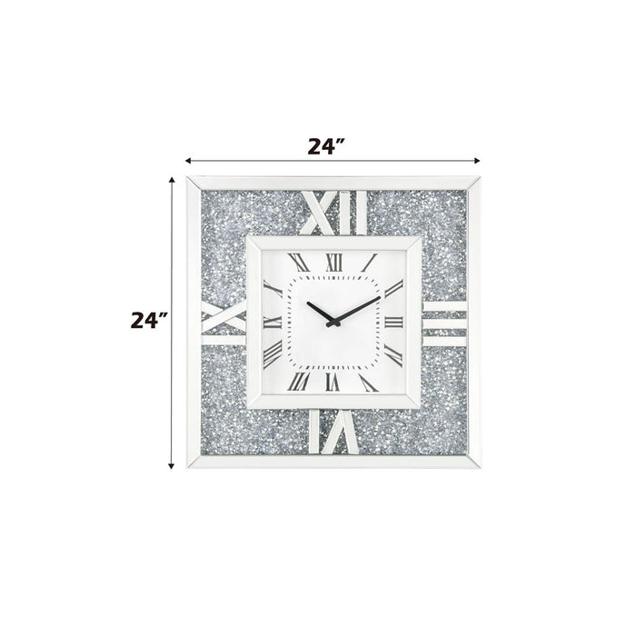 Noralie - 24" Wall Clock - Mirrored & Faux Diamonds