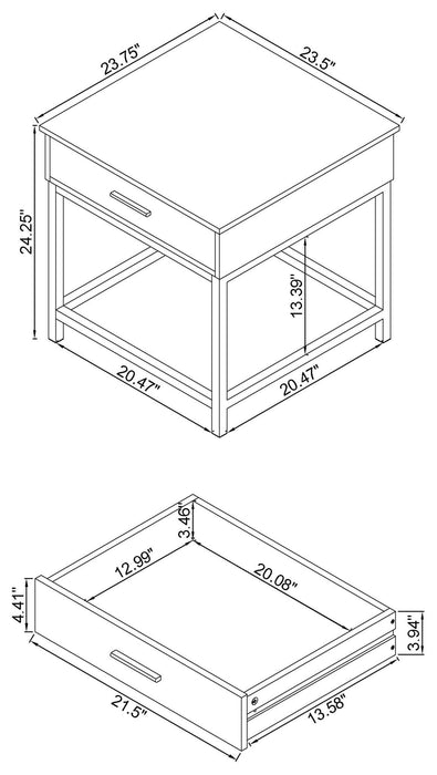 Byers 1-drawer Square Engineered Wood End Table Brown Oak