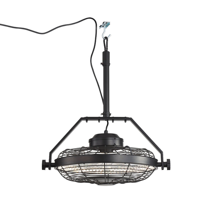 21" Outdoor Ceiling Fan With Dimmable LED Light, 7 Blades, Reversible DC Motor For Gazebos - Matte Black