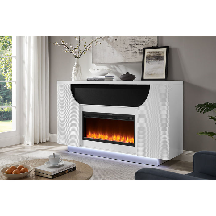 Aurora - Fireplace TV Lift With Adjustable Temperature And LED Colors - White