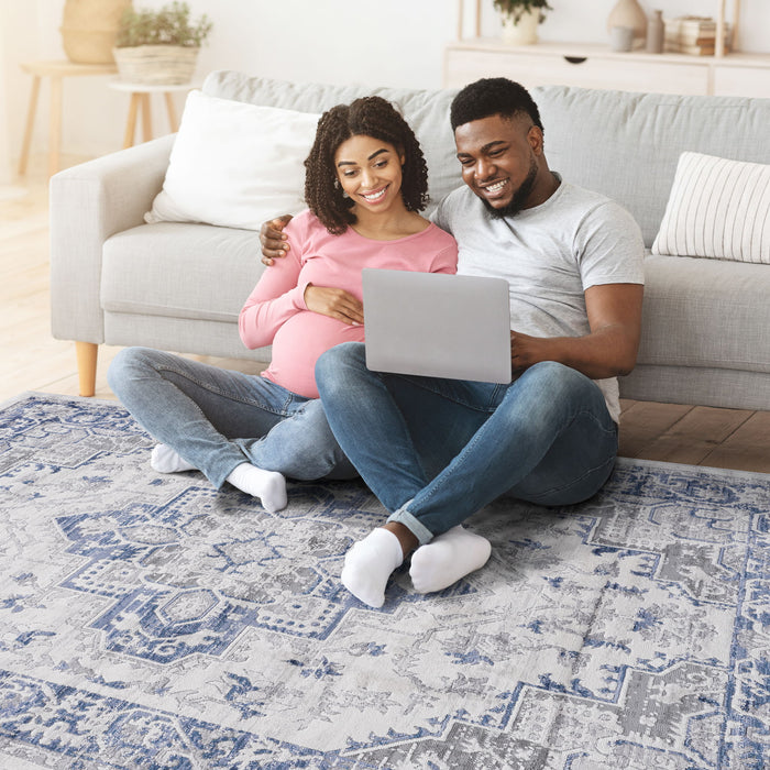 Marfi - 8' X 10' Oriental Area Rug - Blue / Gray