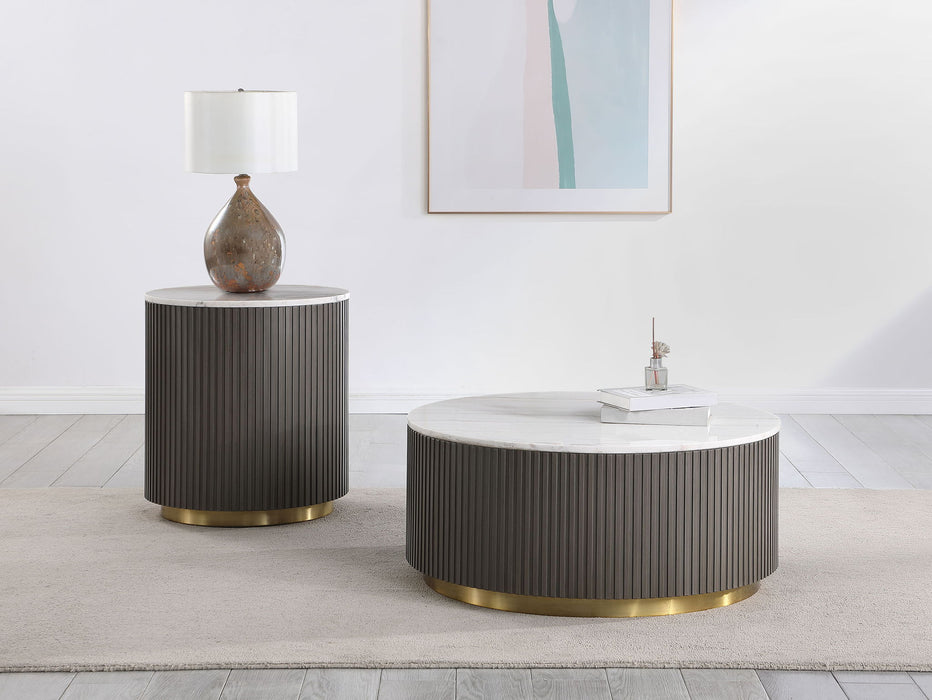 Jason Round White Marble Top Coffee Table Charcoal