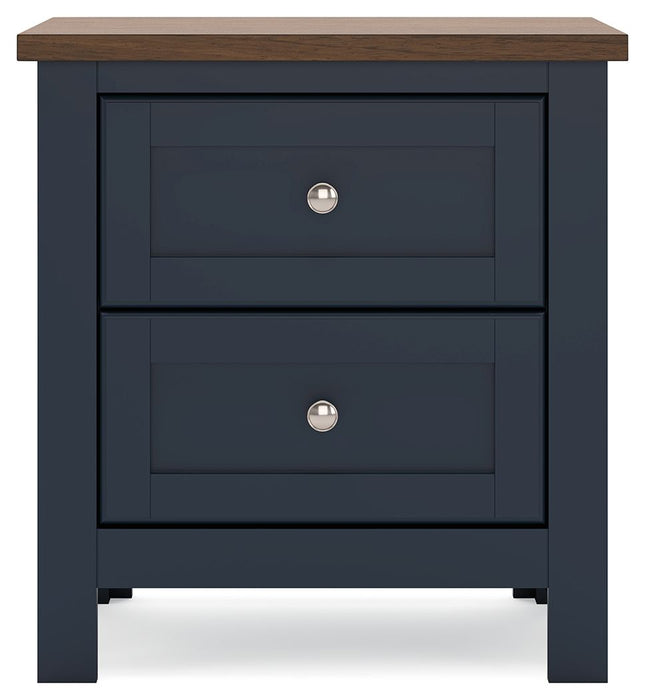 Landocken - Two Drawer Night Stand - Brown / Blue