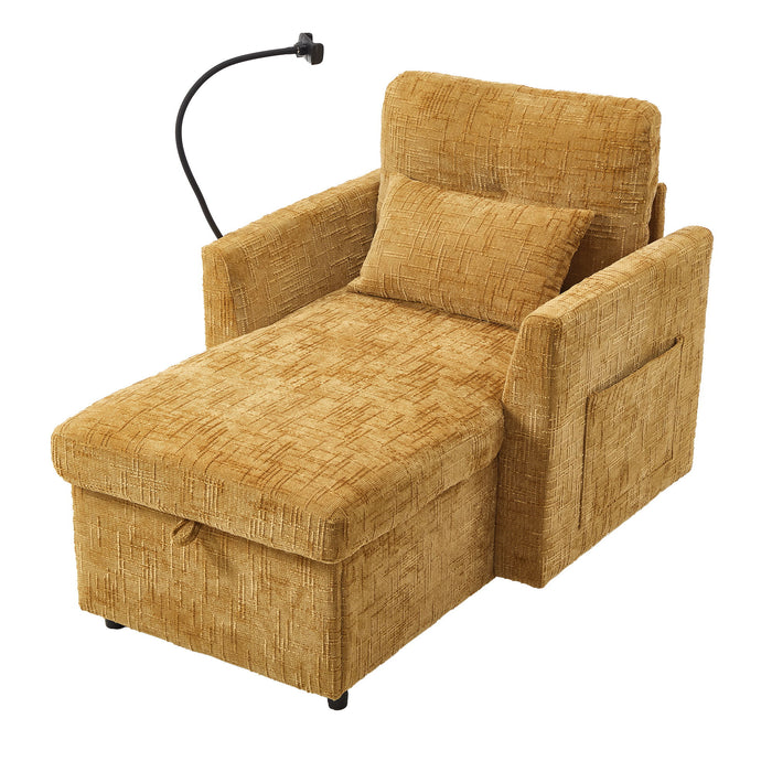 Multifunctional Chenille Recliner Sofa With Storage And Phone Bracket