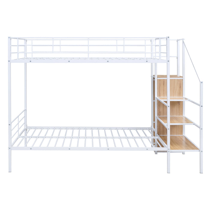 Bunk Bed With Lateral Storage Ladder And Wardrobe