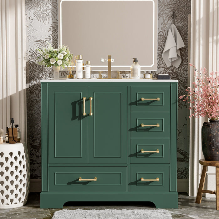 Traditional Bathroom Vanity With Soft Close Doors And Drawers