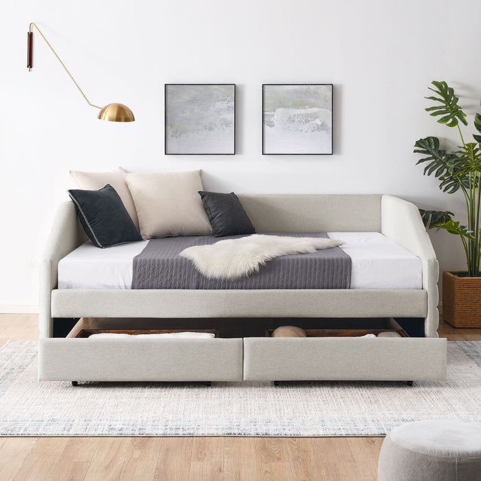 Elegant Daybed With Trundle Upholstered Tufted Sofa Bed