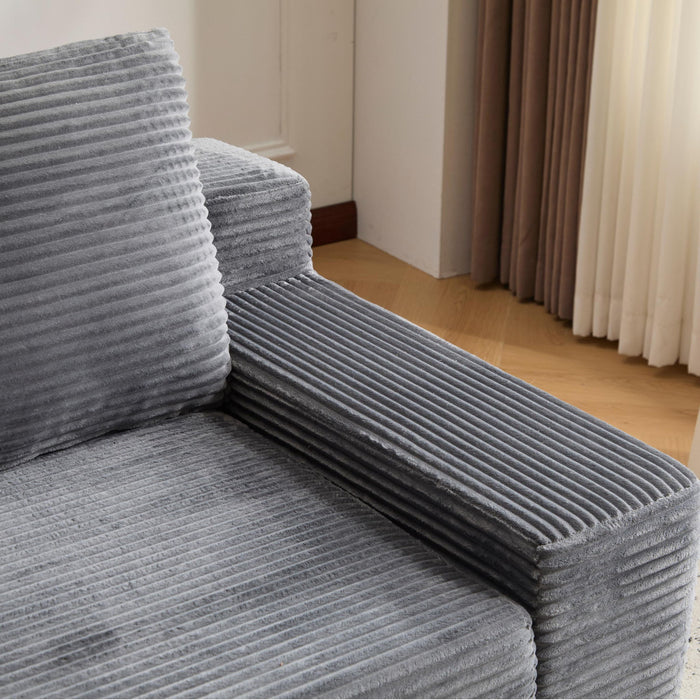 Loveseat Sofa, Comfortable Deep Seat Sofa Bed, Modern Small Corduroy Couch For Living Room Bedroom,Reversible Cushion With Pillows,No Assembly Required,Dark Gray