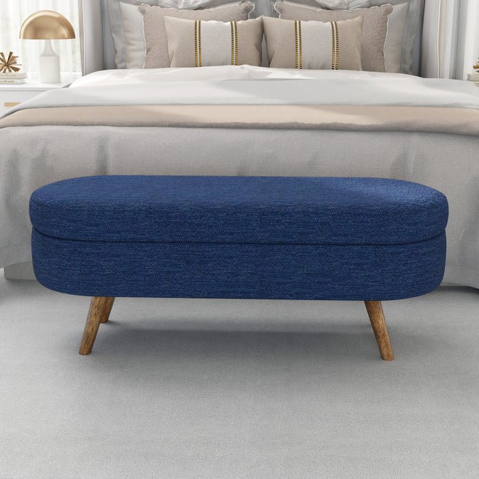 Ottoman Oval Storage Bench With Rubber Wood Legs