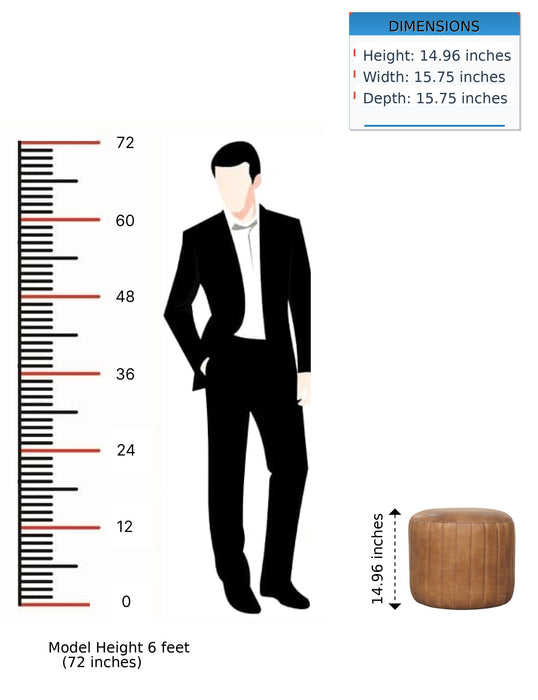 Buffalo - Leather Boucle Footstool - Brown