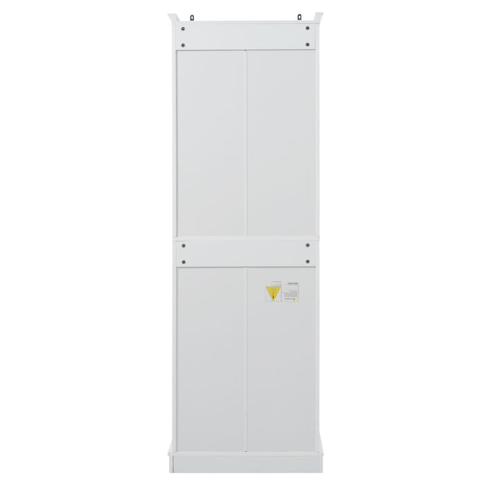 Freestanding Bathroom Vanity, Elegant Design With 4 Doors & 1 Drawer, Adjustable Shelves, Damping Hinges - White