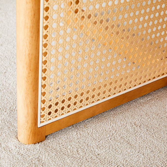 Chinese Countryside Retro Solid Wood Round Table, Simple Modern Imitation Rattan Table - Wood