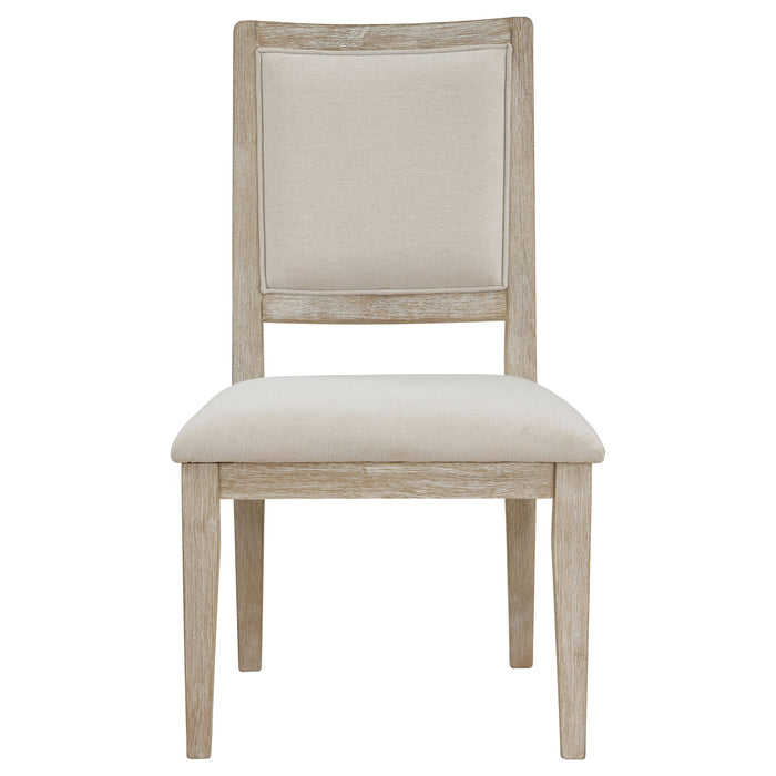 Rodota - 5 Piece Round Dining Table Set With Upholstered Chairs - White Washed