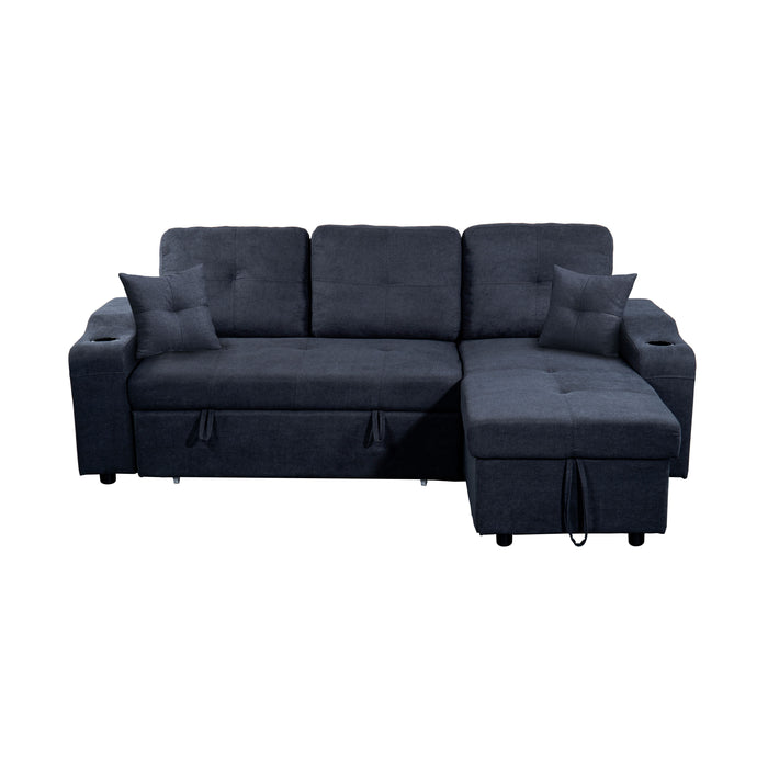 Right Facing Sectional Sofa With Footrest, Convertible Corner Sofa With Armrest Storage, Living Room And Apartment Sectional Sofa, Right Chaise Longue And Dark Gray