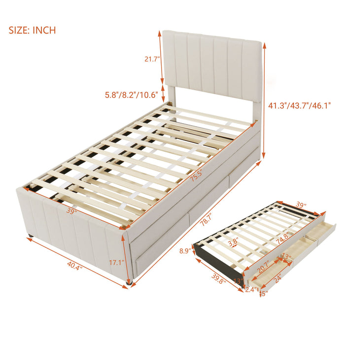 Upholstered Design Platform Bed With Trundle