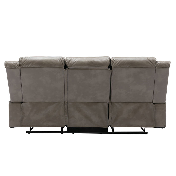 3 Seater Home Theater Recliner Manual Recliner Chair With A LED Light Strip Two Built-In Cup Holders For Living Room