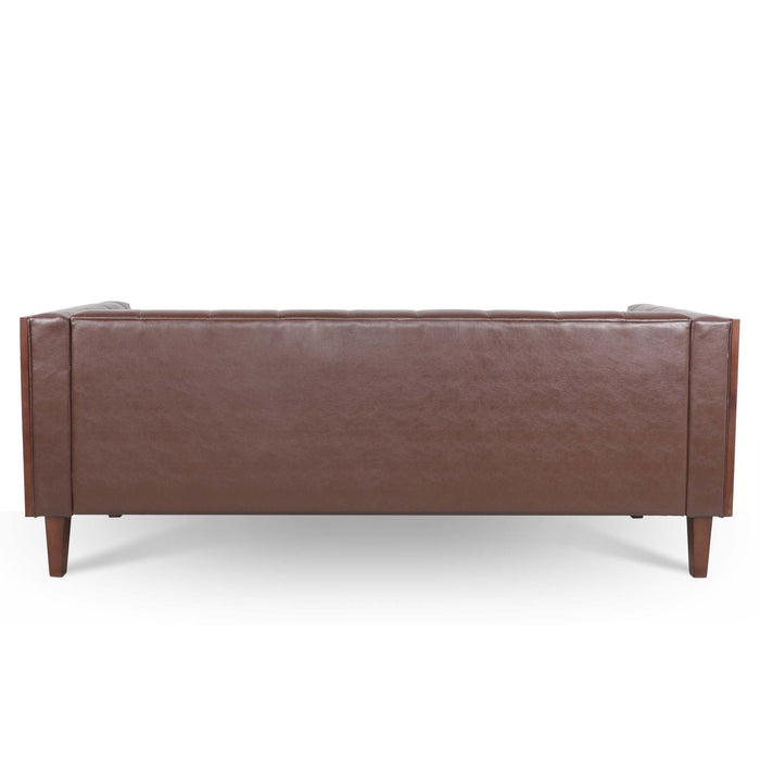 78.74" Wooden Decorated Arm 3 Seater Sofa - Dark Brown