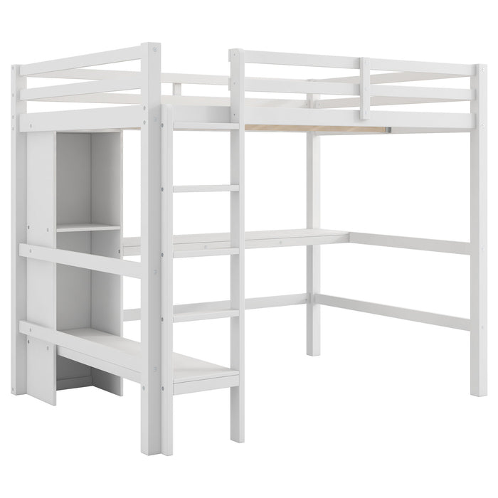 Loft Bed With Built In Desk And Multifunction Shelves