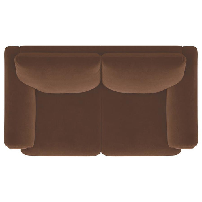 Selma - Velvet Upholstered Crescent Arm Loveseat - Rust