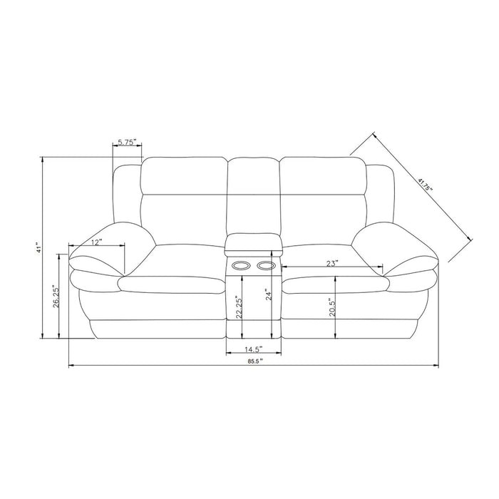 Winston - Power Console Recliner Loveseat With LED And Hidden Drawer - Black