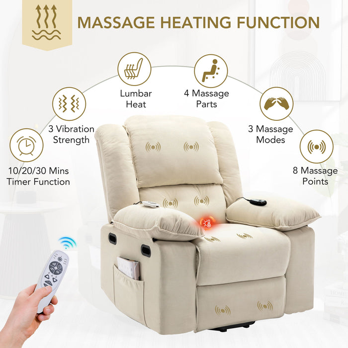 Massage Recliner Power Lift Chair With Adjustable Massage And Heating Function
