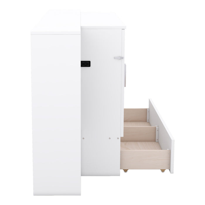 Murphy Bed With Shelves, Drawers And USB Ports