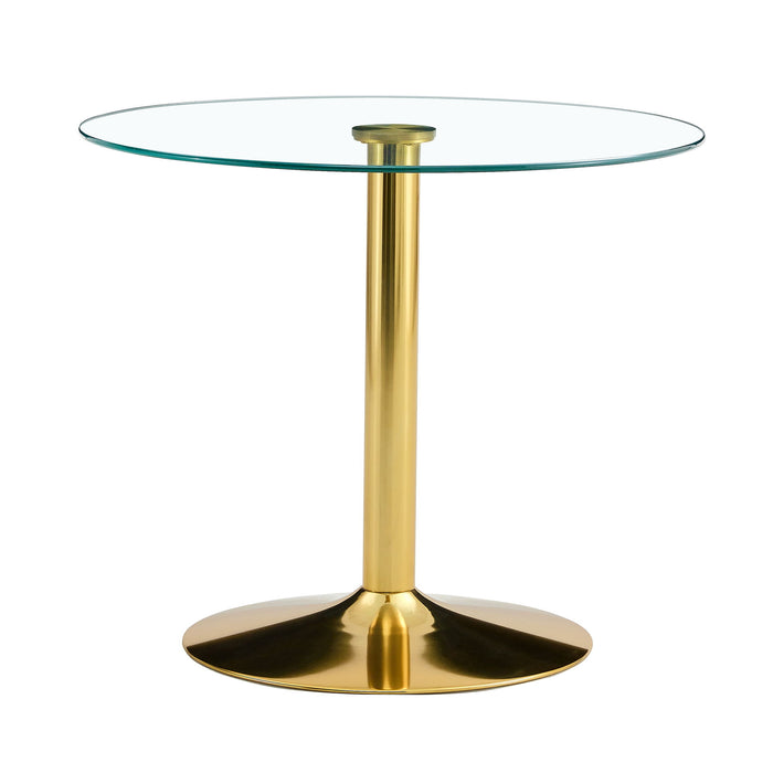 Modern Minimalist Round Dining Table With Glass Top
