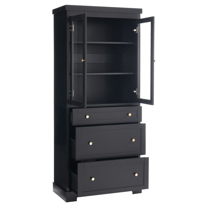 Freestanding Tall Bathroom Cabinet With Adjustable Shelves, Drawers, Soft Close Glass Doors