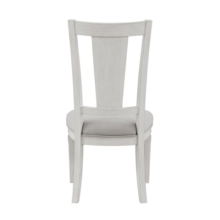 Katia - Side Chair Set of 2) - Light Gray Linen & Weathered White