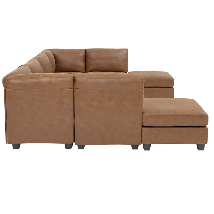 Modular Sectional, Customizable Layout, Removable Cushions - Brown