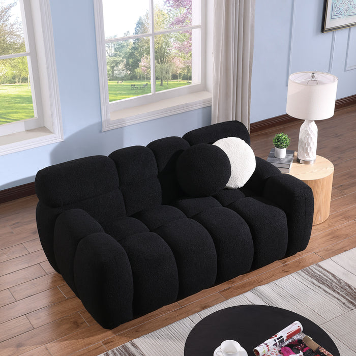 Human Body Structure For USA People, Marshmallow Sofa, Boucle Sofa, 2 Seater, Boucle - Black