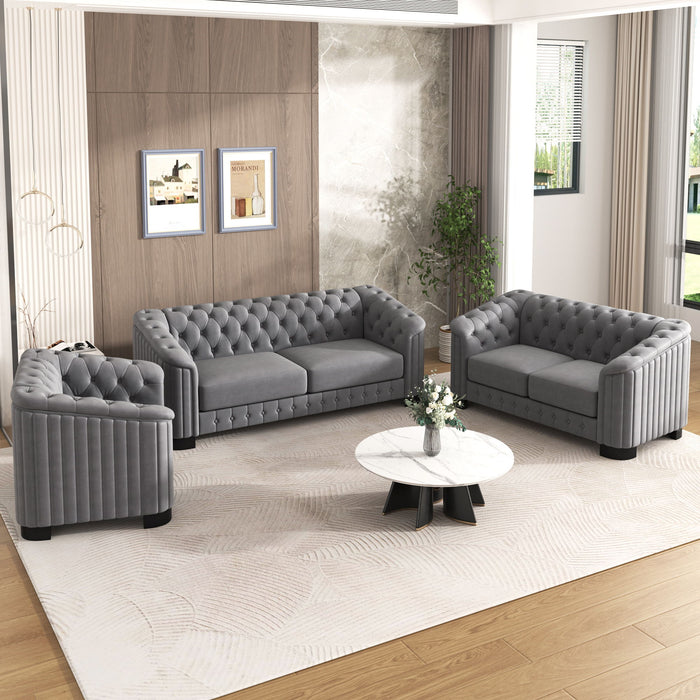 Upholstered 3 Piece Sofa Set With Legs