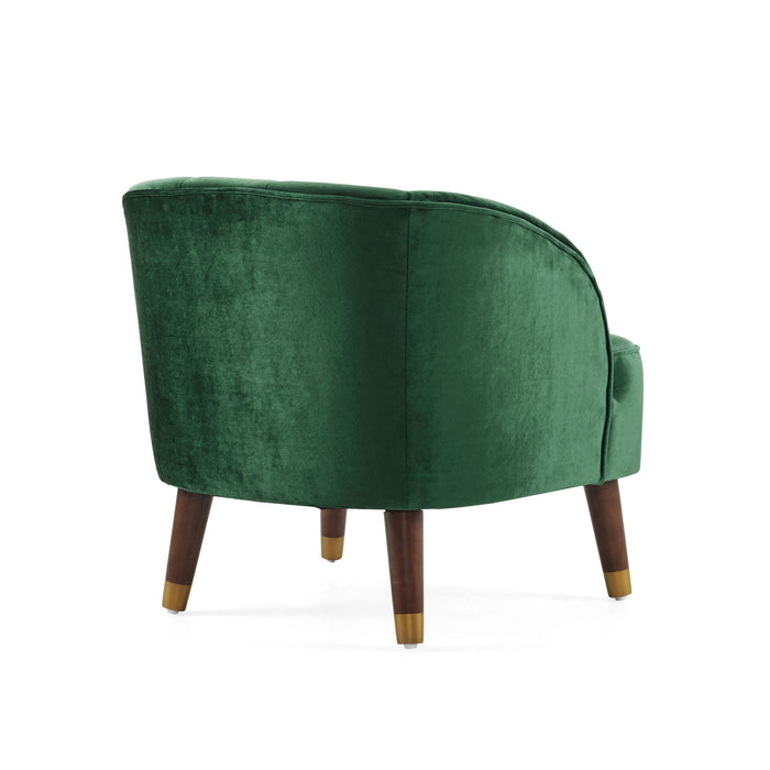 Elegant Upholstered Barrel Accent Chair With Wooden Legs