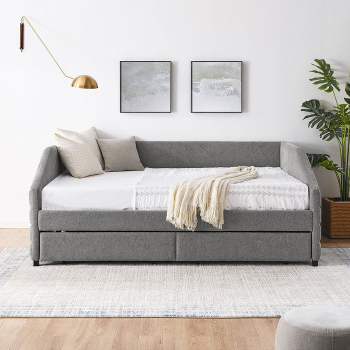 Elegant Daybed With Trundle Upholstered Tufted Sofa Bed