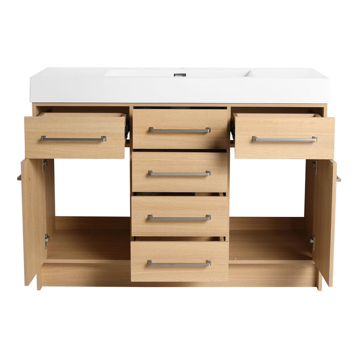 Freestanding Bathroom Vanity With Resin Sink, Soft-Closing Doors And Drawers