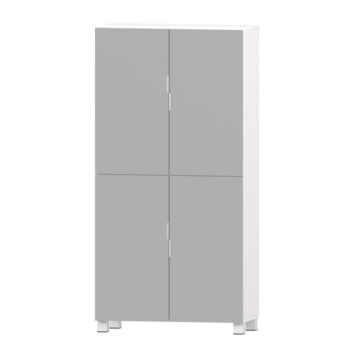 Shoe Cabinet With 4 Mirror Doors 50" Tall Entryway Storage, 8 Adjustable Shelves, Holds 24 32 Pairs (Size 15), Dust Proof Closet For Hallway / Apartment, Ventilation Holes - White