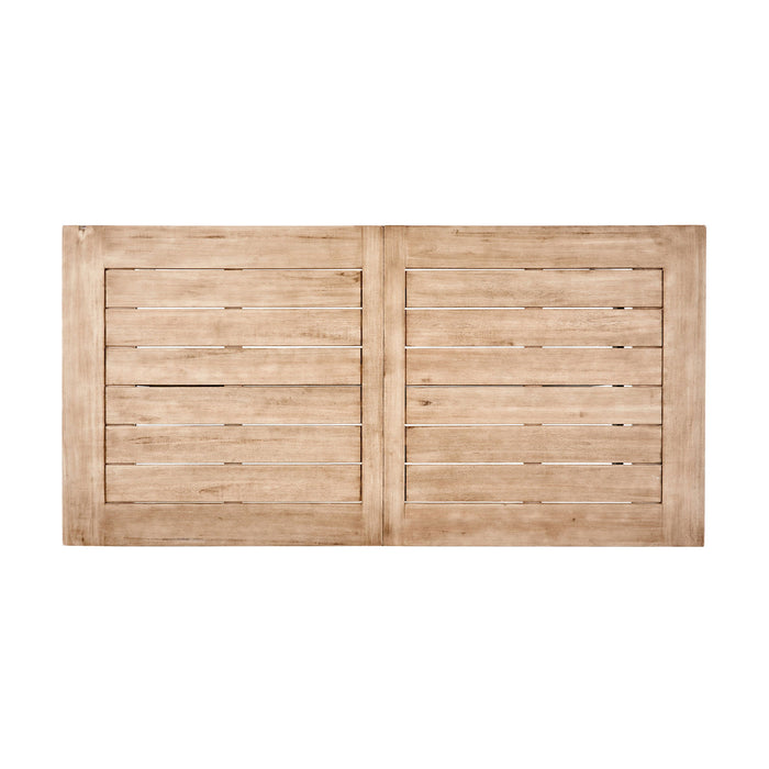 Outdoor Weather Resistant Dining Table With Slat Panel Design - Natural / Gray